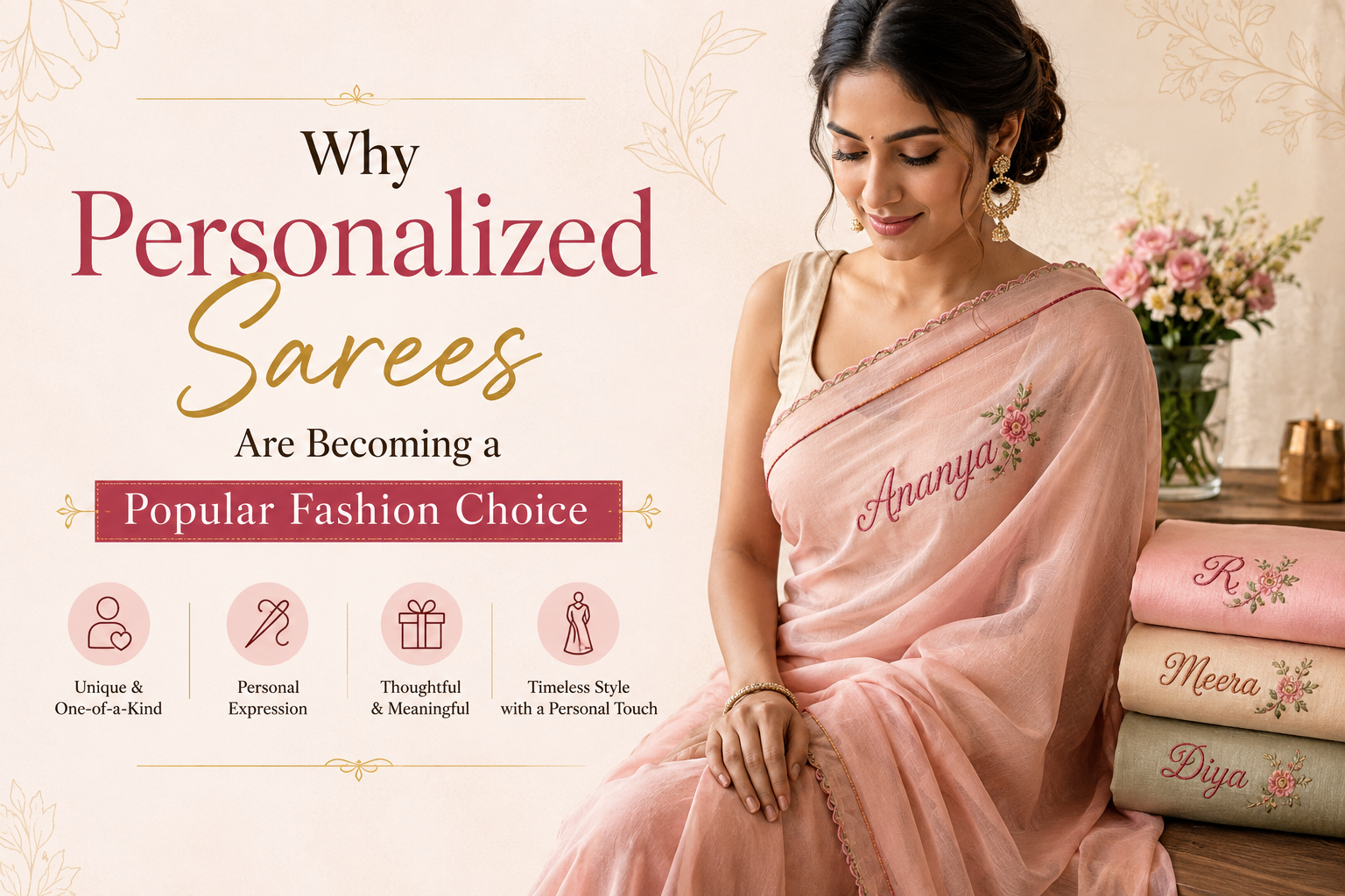 Artistic Custom Saree Designs blending traditional art with modern fashion style