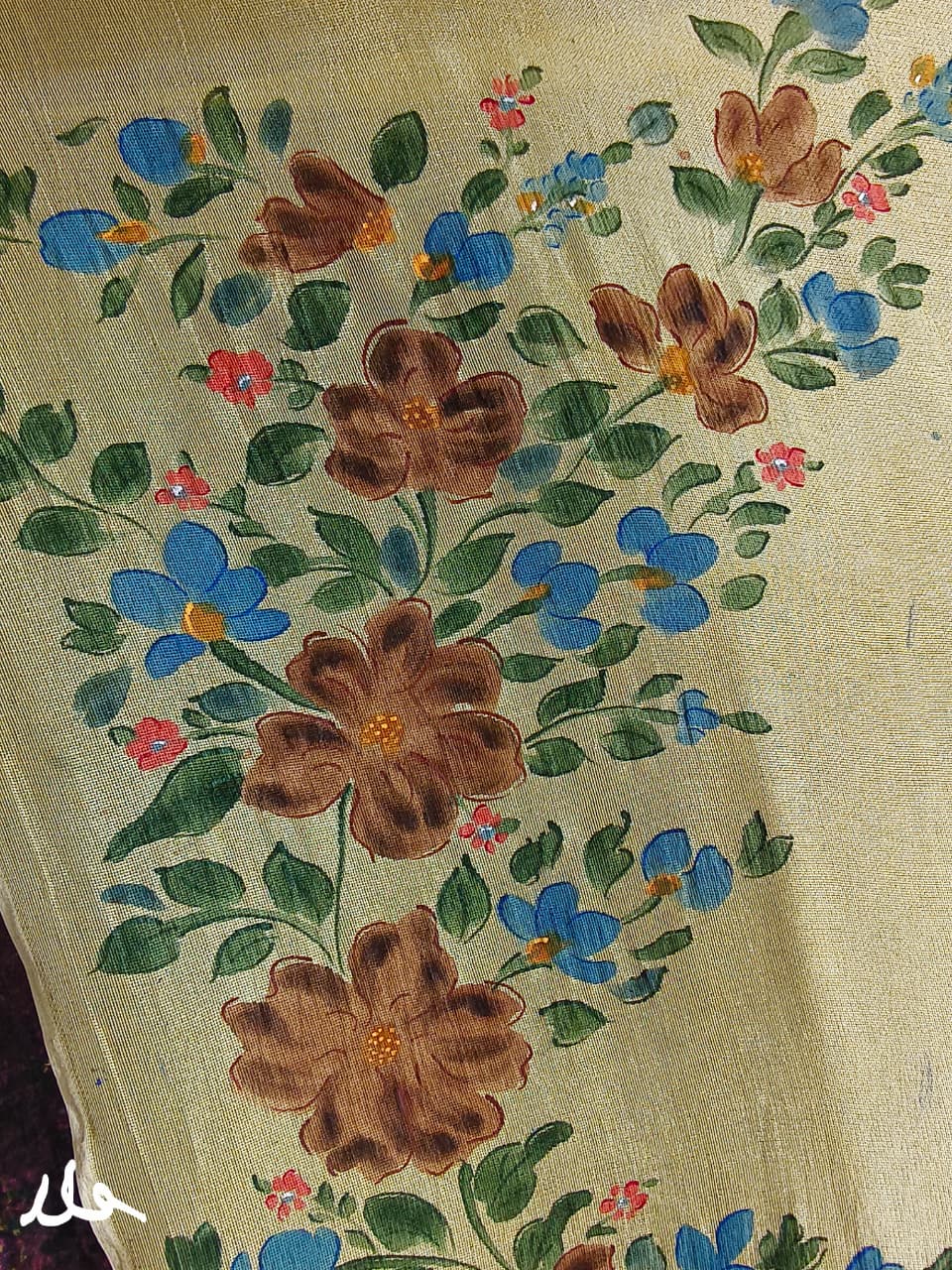 Hand painted saree online featuring peacock inspired traditional artwork
