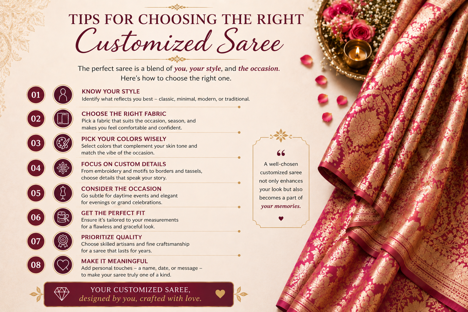 differentCustomized Saree Designs online showcasing elegant design and premium fabric