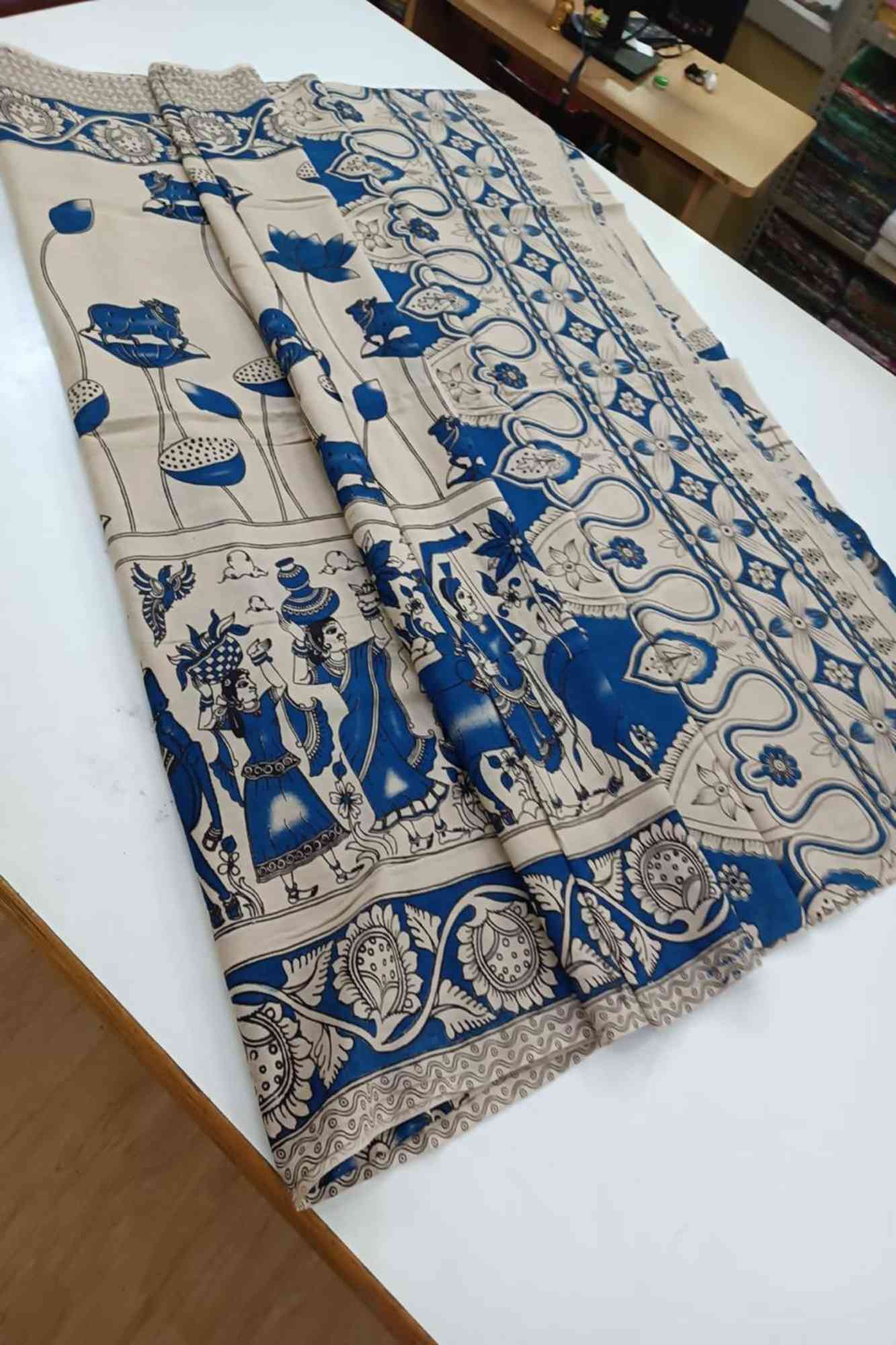 Artistic Custom Saree Design blending traditional art with modern fashion style